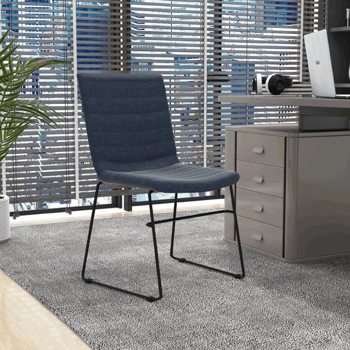 Zylar Leather/Polyester Office Guest Chair with Powder-Coated Stainless Steel Base - Elax Furniture