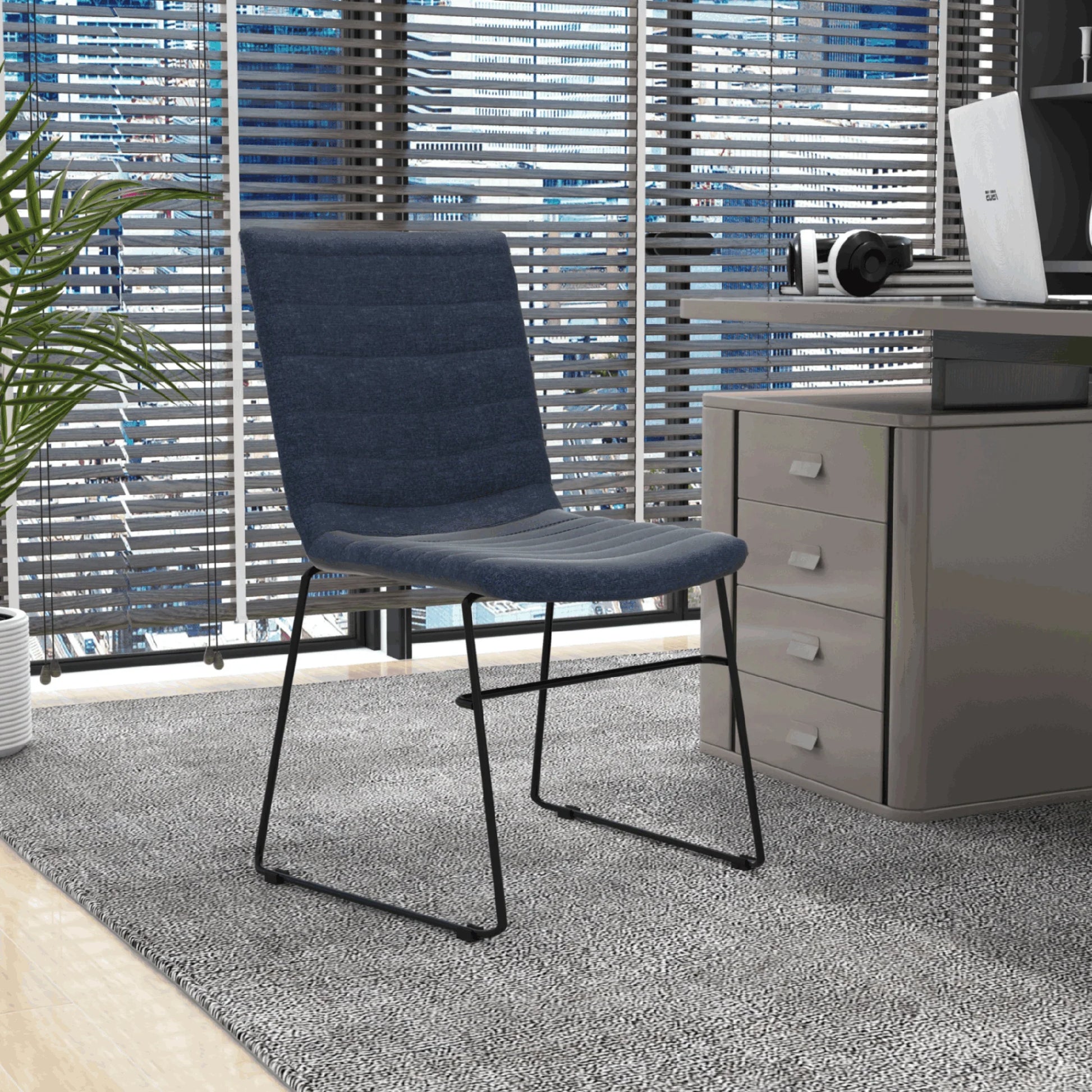 Zylar Leather/Polyester Office Guest Chair with Powder-Coated Stainless Steel Base - Elax Furniture