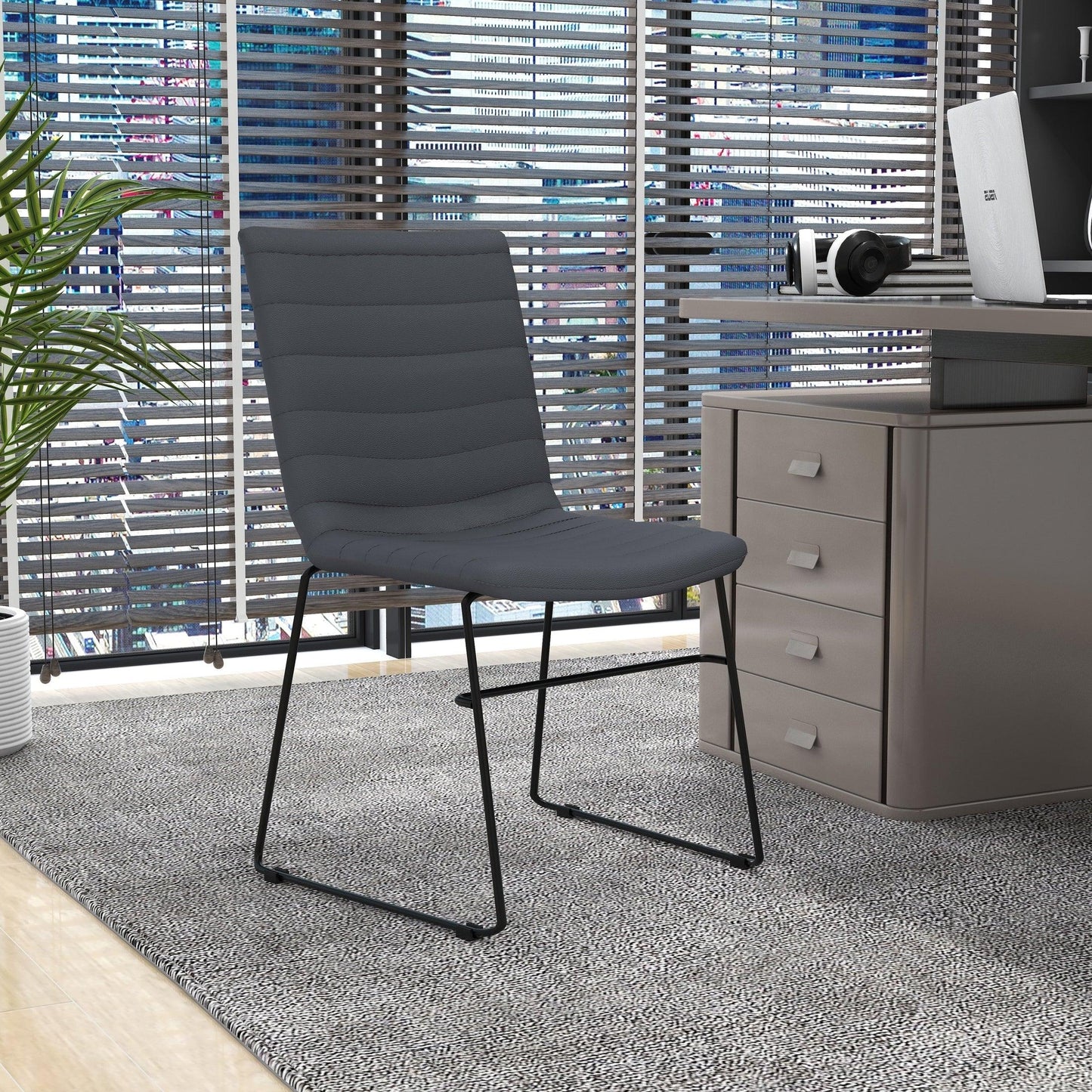 Zylar Leather/Polyester Office Guest Chair with Powder-Coated Stainless Steel Base - Elax Furniture