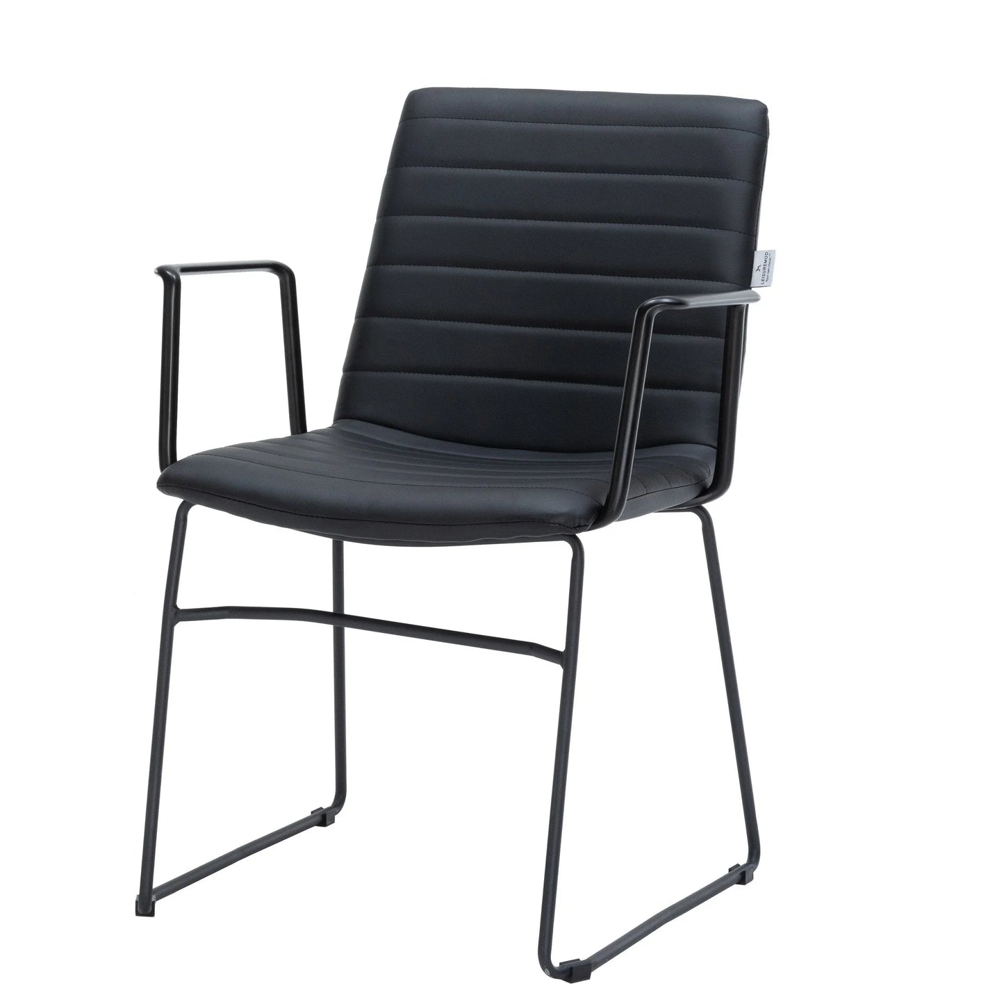 Zylar Leather/Polyester Guest Arm Chair with Powder-Coated Stainless Steel Base - Elax Furniture
