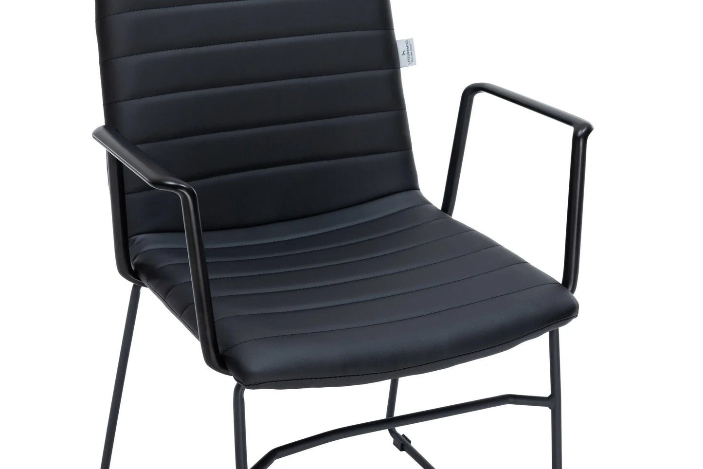 Zylar Leather/Polyester Guest Arm Chair with Powder-Coated Stainless Steel Base - Elax Furniture