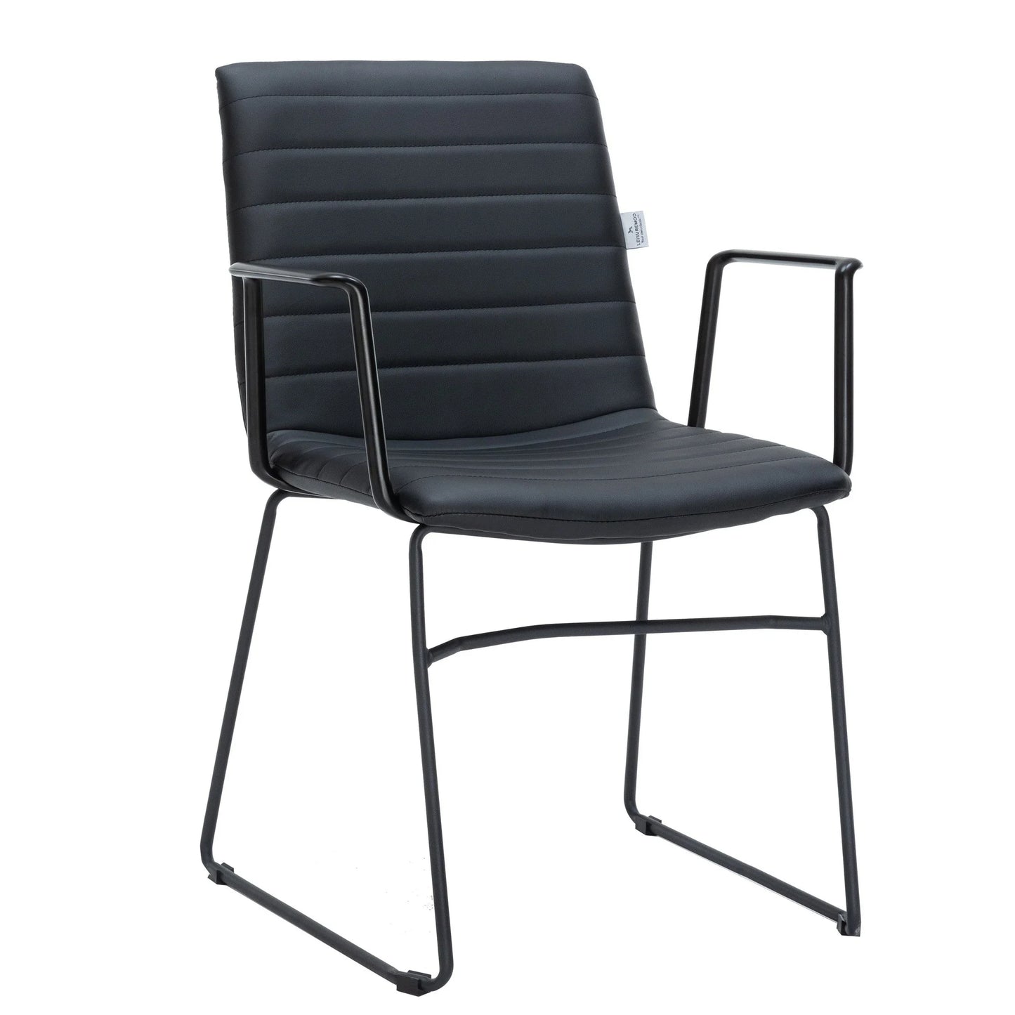 Zylar Leather/Polyester Guest Arm Chair with Powder-Coated Stainless Steel Base - Elax Furniture