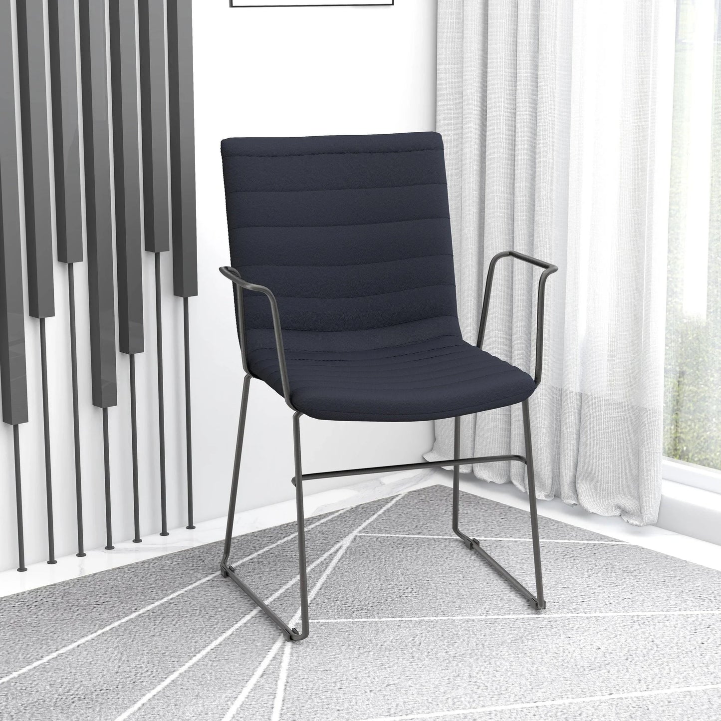 Zylar Leather/Polyester Guest Arm Chair with Powder-Coated Stainless Steel Base - Elax Furniture