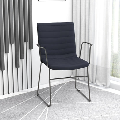Zylar Leather/Polyester Guest Arm Chair with Powder-Coated Stainless Steel Base - Elax Furniture