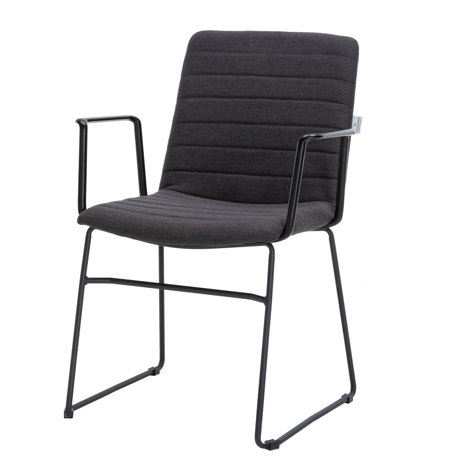Zylar Leather/Polyester Guest Arm Chair with Powder-Coated Stainless Steel Base - Elax Furniture