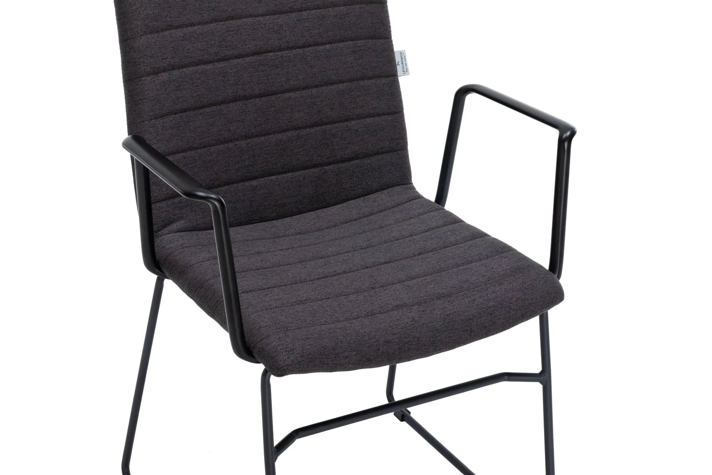 Zylar Leather/Polyester Guest Arm Chair with Powder-Coated Stainless Steel Base - Elax Furniture