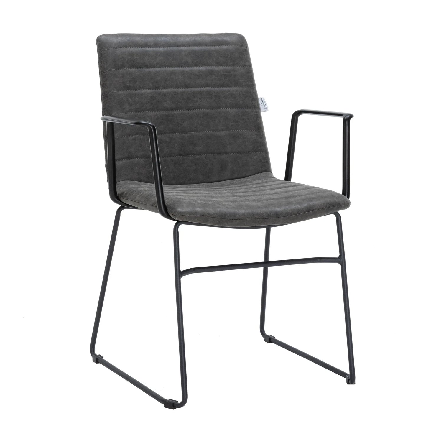 Zylar Leather/Polyester Guest Arm Chair with Powder-Coated Stainless Steel Base - Elax Furniture
