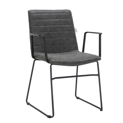 Zylar Leather/Polyester Guest Arm Chair with Powder-Coated Stainless Steel Base - Elax Furniture