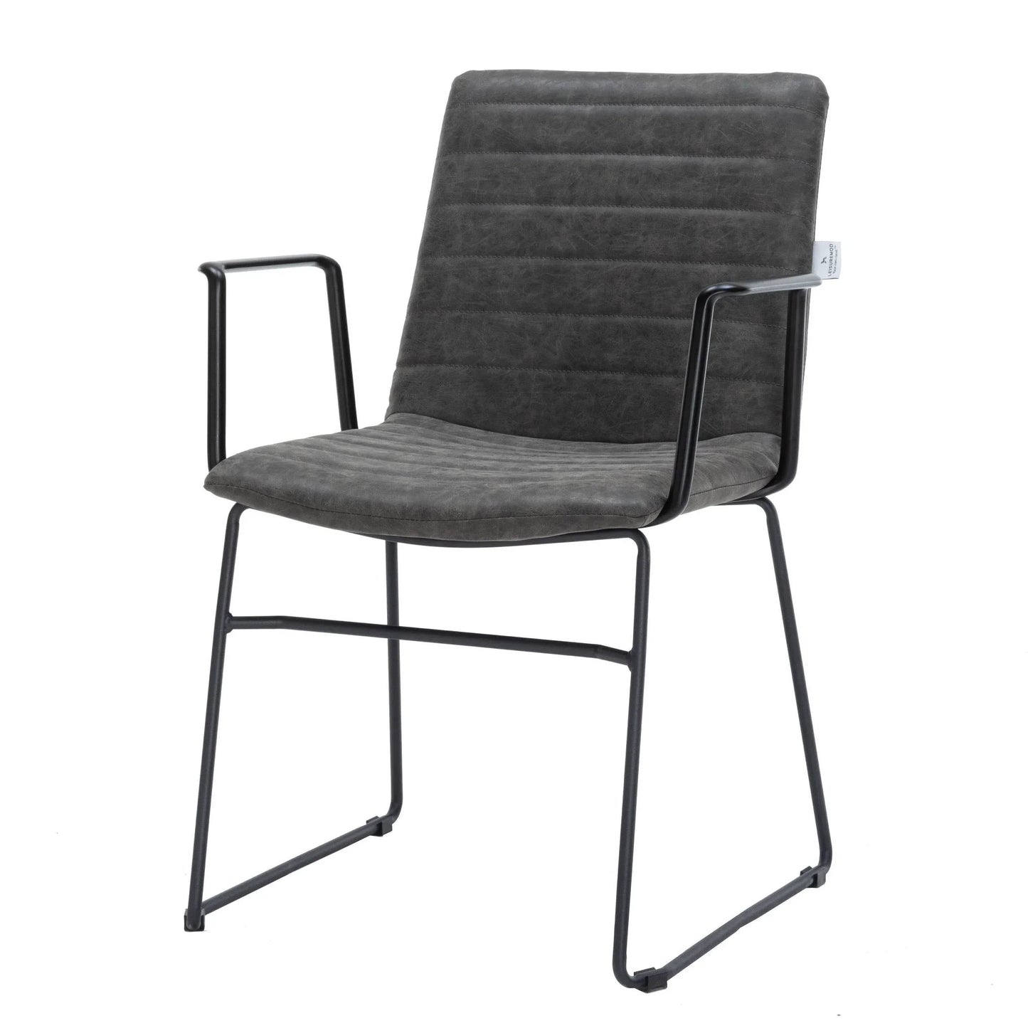 Zylar Leather/Polyester Guest Arm Chair with Powder-Coated Stainless Steel Base - Elax Furniture
