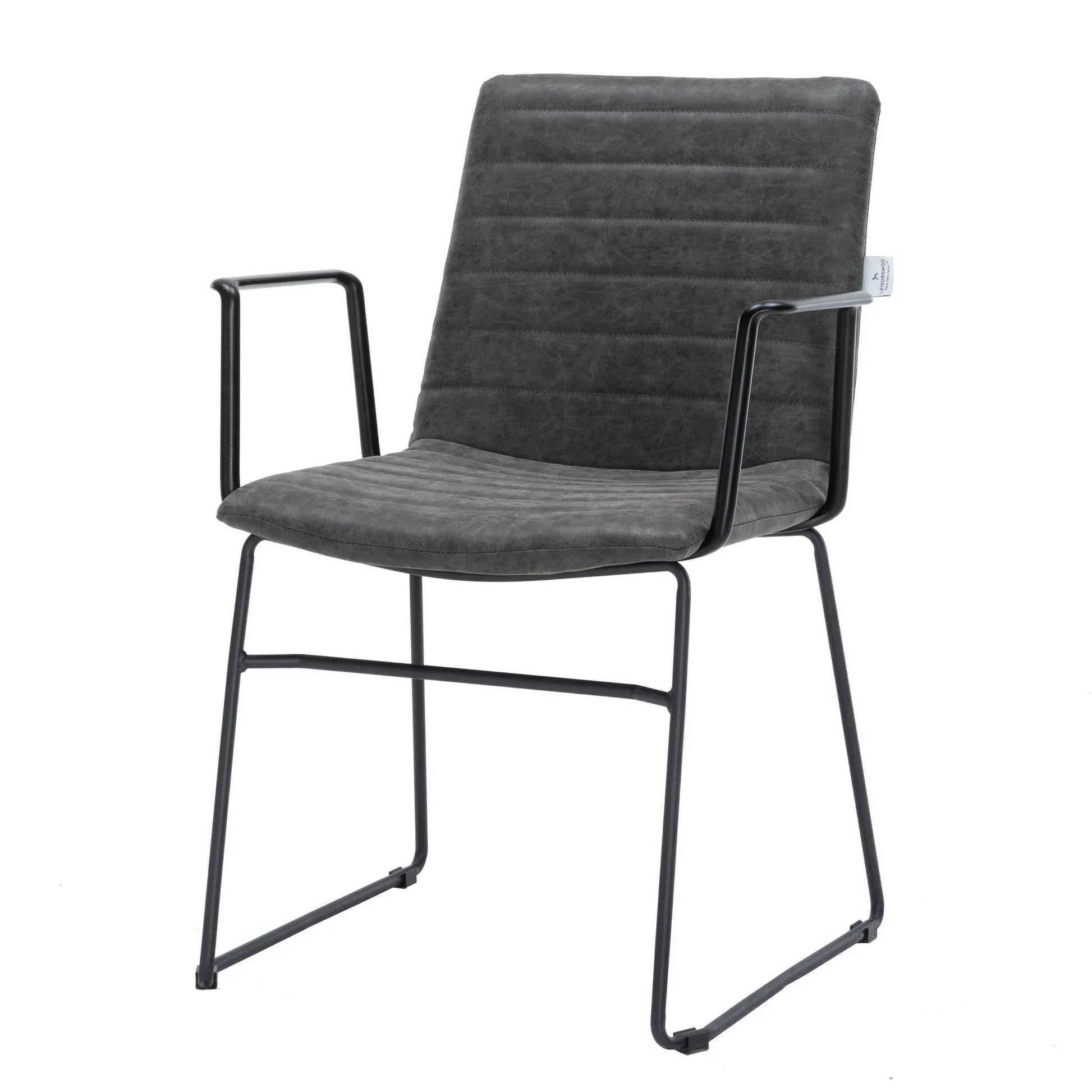 Zylar Leather/Polyester Guest Arm Chair with Powder-Coated Stainless Steel Base - Elax Furniture