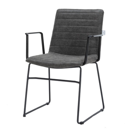 Zylar Leather/Polyester Guest Arm Chair with Powder-Coated Stainless Steel Base - Elax Furniture
