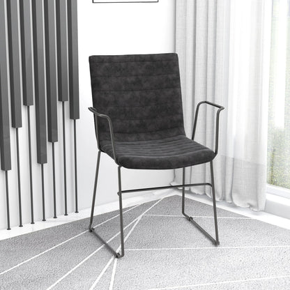 Zylar Leather/Polyester Guest Arm Chair with Powder-Coated Stainless Steel Base - Elax Furniture
