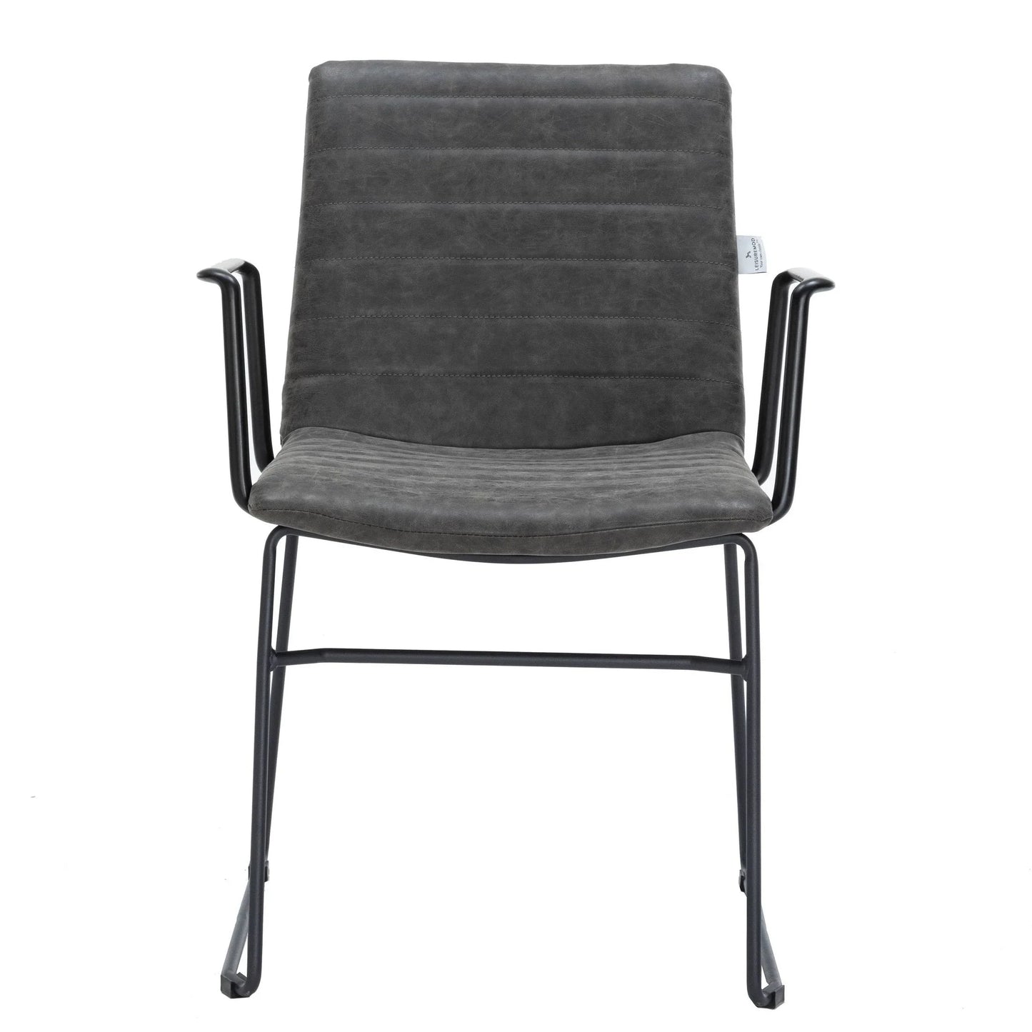 Zylar Leather/Polyester Guest Arm Chair with Powder-Coated Stainless Steel Base - Elax Furniture