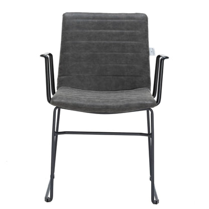 Zylar Leather/Polyester Guest Arm Chair with Powder-Coated Stainless Steel Base - Elax Furniture