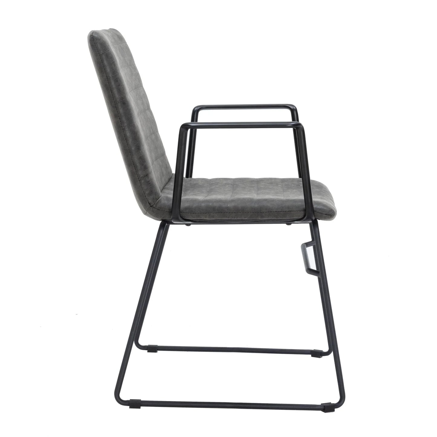 Zylar Leather/Polyester Guest Arm Chair with Powder-Coated Stainless Steel Base - Elax Furniture