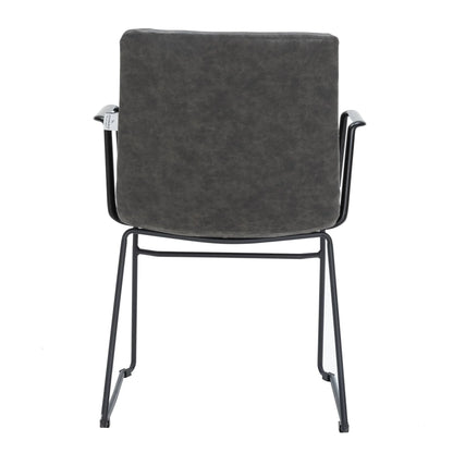 Zylar Leather/Polyester Guest Arm Chair with Powder-Coated Stainless Steel Base - Elax Furniture