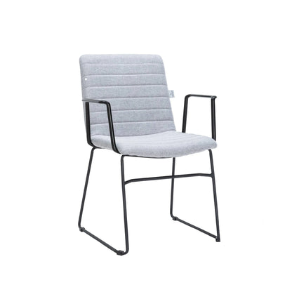 Zylar Leather/Polyester Guest Arm Chair with Powder-Coated Stainless Steel Base - Elax Furniture