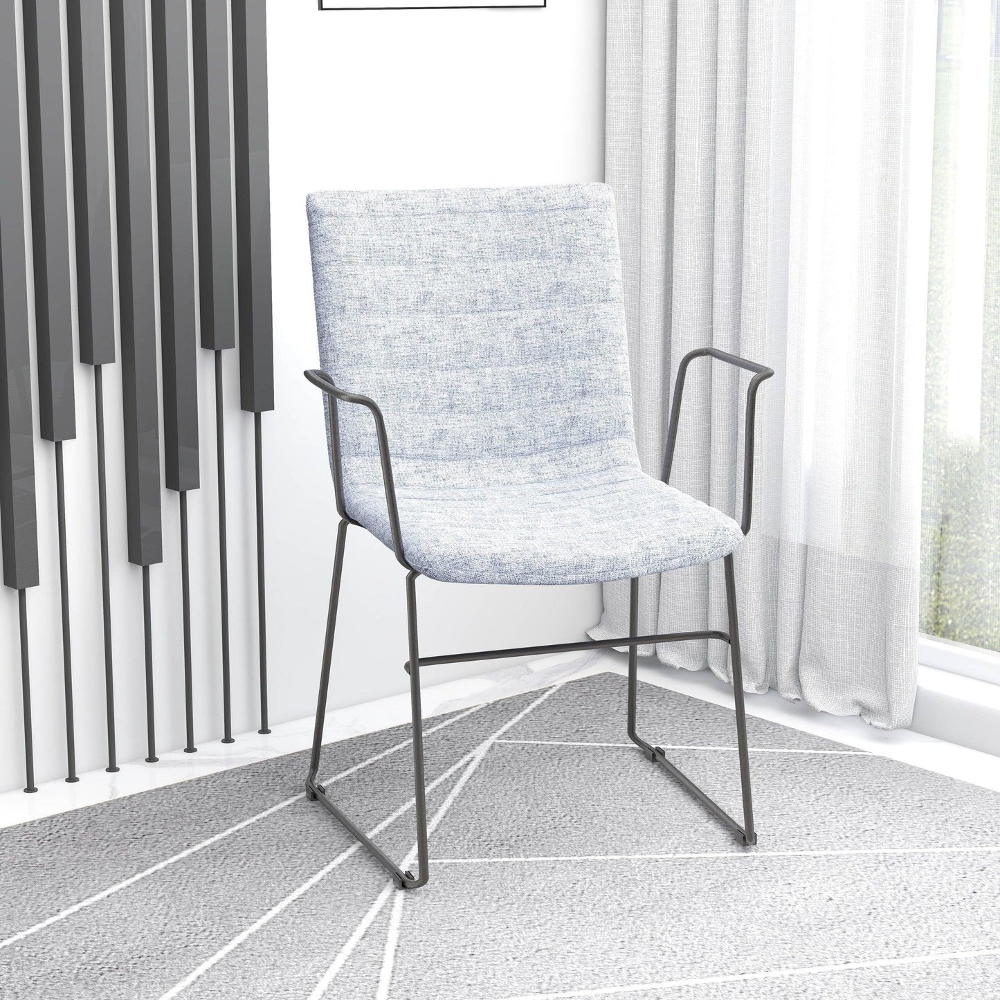 Zylar Leather/Polyester Guest Arm Chair with Powder-Coated Stainless Steel Base - Elax Furniture