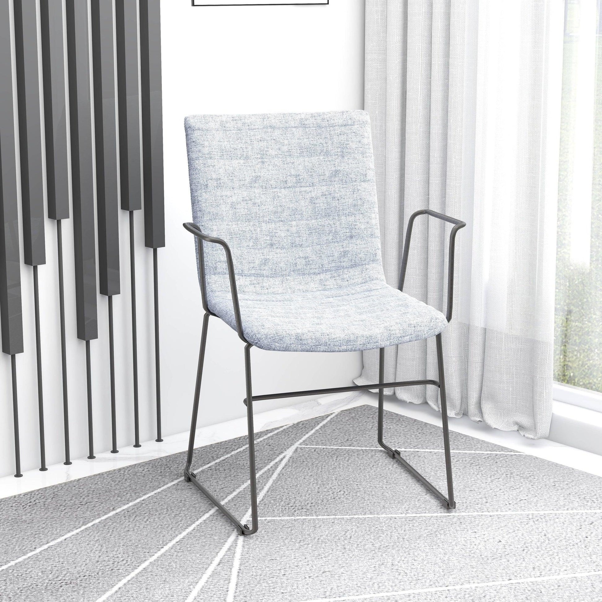 Zylar Leather/Polyester Guest Arm Chair with Powder-Coated Stainless Steel Base - Elax Furniture