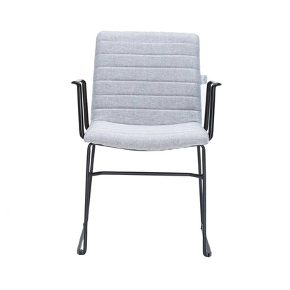 Zylar Leather/Polyester Guest Arm Chair with Powder-Coated Stainless Steel Base - Elax Furniture