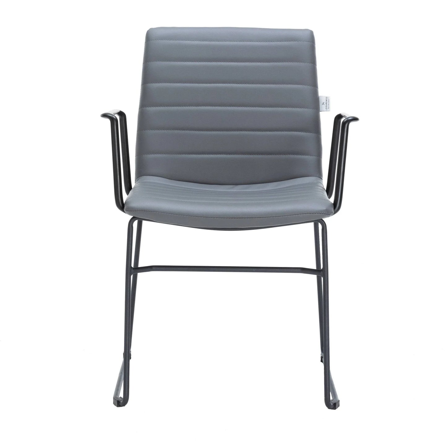 Zylar Leather/Polyester Guest Arm Chair with Powder-Coated Stainless Steel Base - Elax Furniture