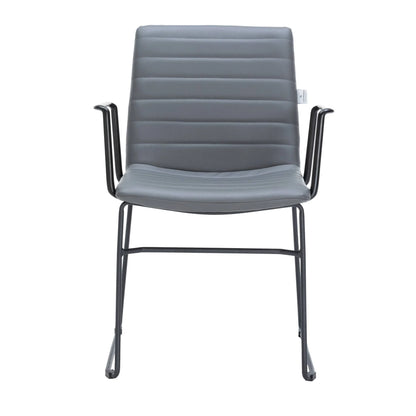 Zylar Leather/Polyester Guest Arm Chair with Powder-Coated Stainless Steel Base - Elax Furniture
