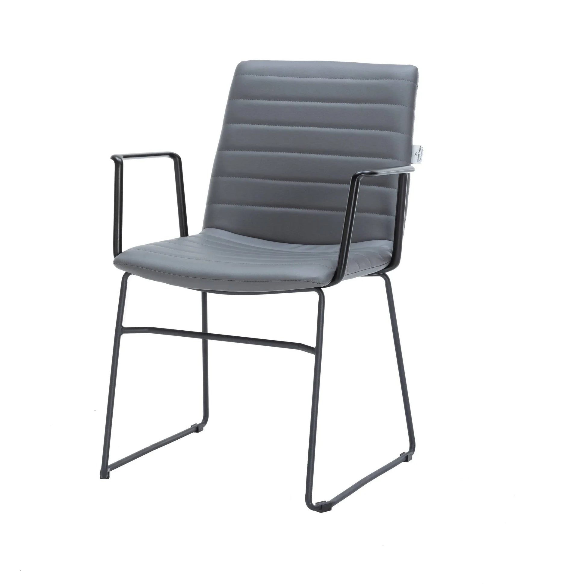 Zylar Leather/Polyester Guest Arm Chair with Powder-Coated Stainless Steel Base - Elax Furniture
