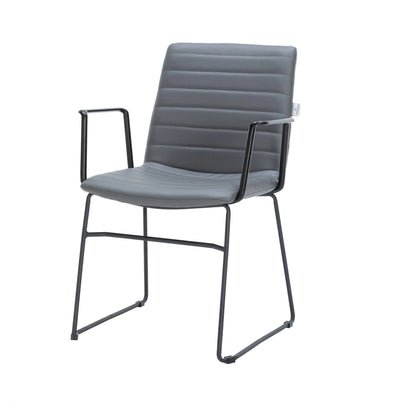 Zylar Leather/Polyester Guest Arm Chair with Powder-Coated Stainless Steel Base - Elax Furniture