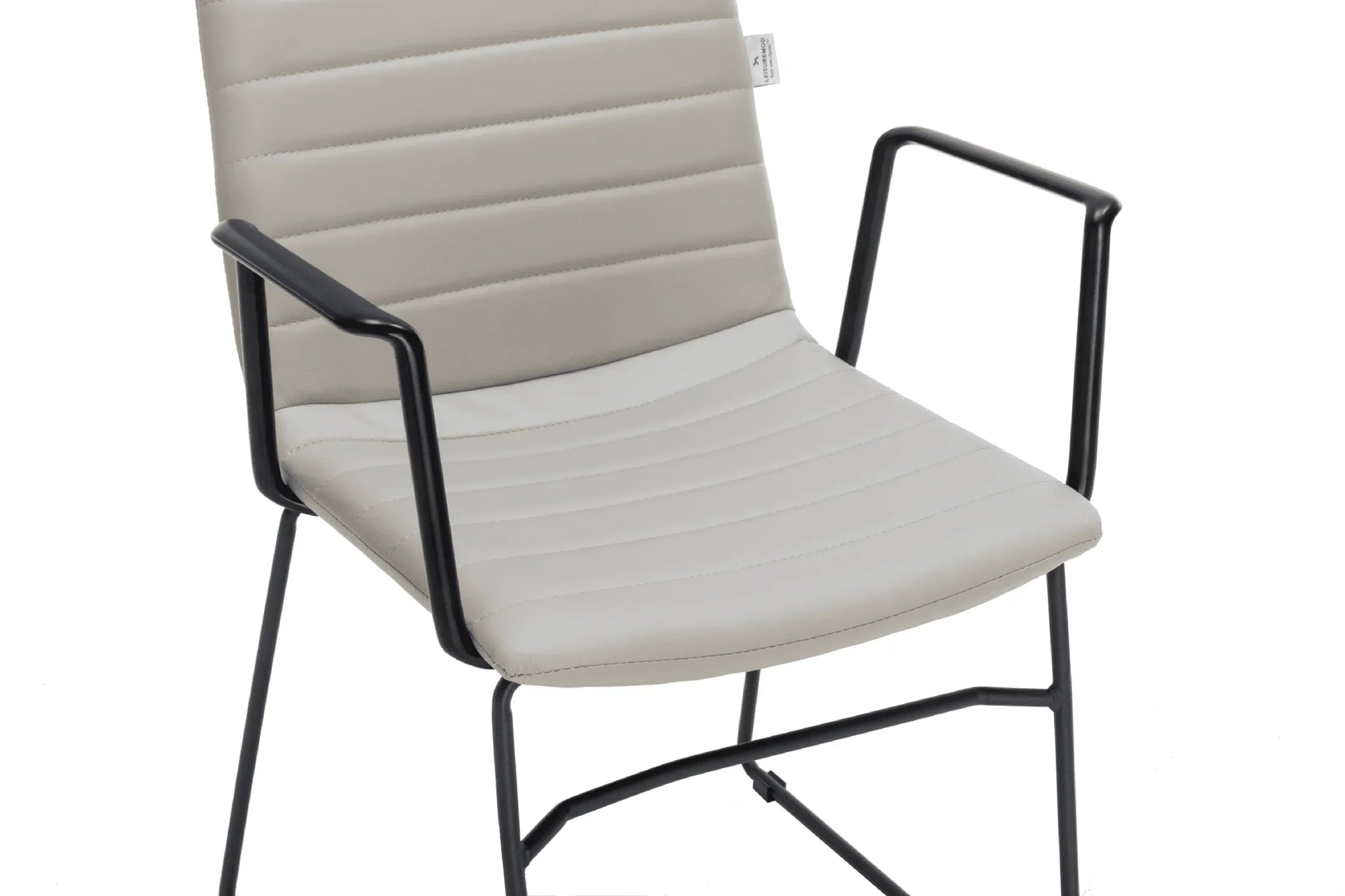 Zylar Leather/Polyester Guest Arm Chair with Powder-Coated Stainless Steel Base - Elax Furniture