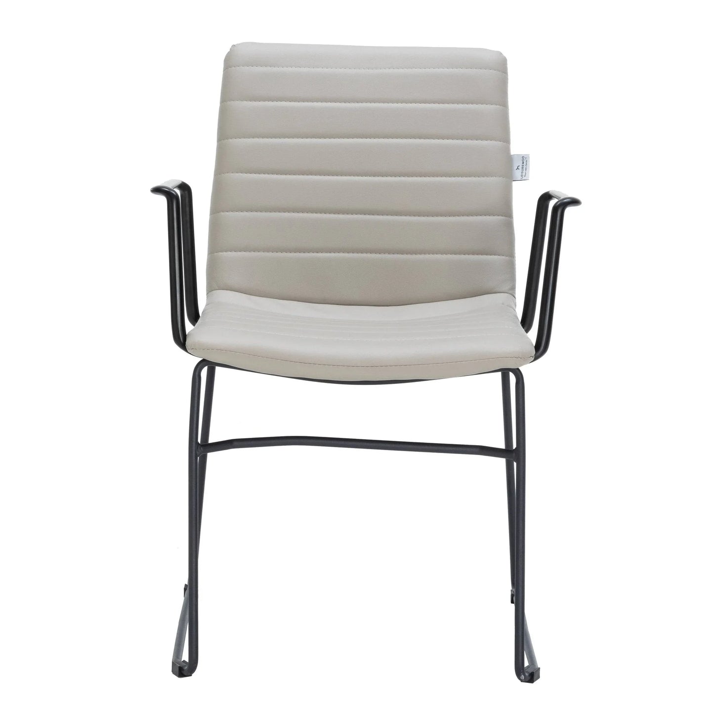 Zylar Leather/Polyester Guest Arm Chair with Powder-Coated Stainless Steel Base - Elax Furniture