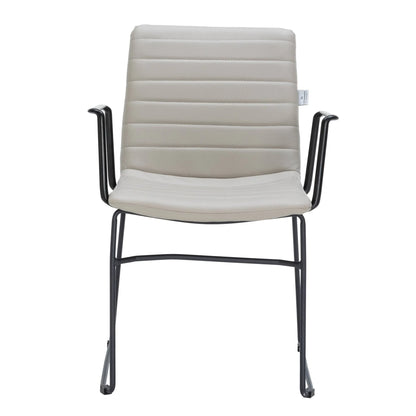 Zylar Leather/Polyester Guest Arm Chair with Powder-Coated Stainless Steel Base - Elax Furniture