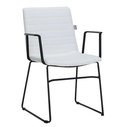 Zylar Leather/Polyester Guest Arm Chair with Powder-Coated Stainless Steel Base - Elax Furniture