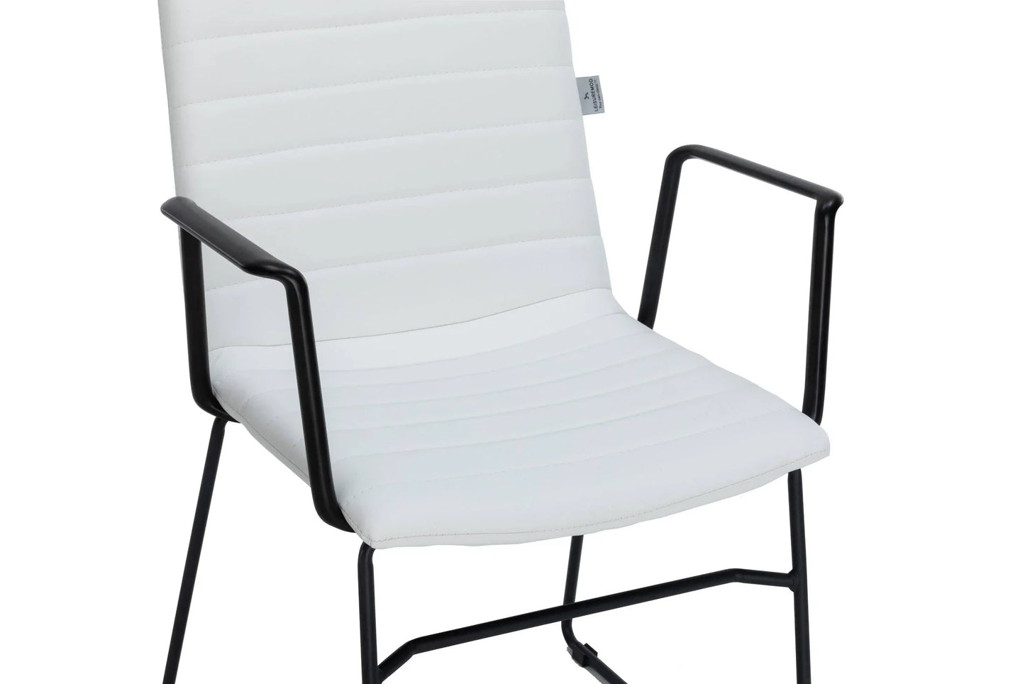 Zylar Leather/Polyester Guest Arm Chair with Powder-Coated Stainless Steel Base - Elax Furniture