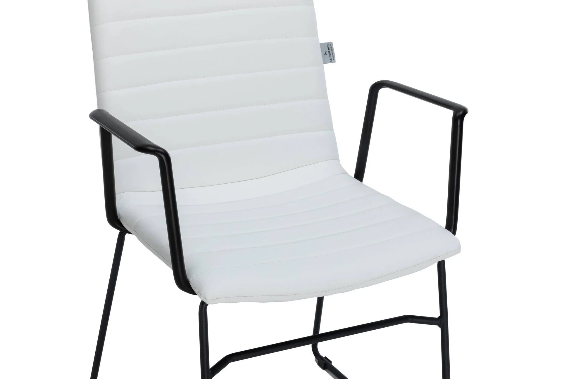 Zylar Leather/Polyester Guest Arm Chair with Powder-Coated Stainless Steel Base - Elax Furniture