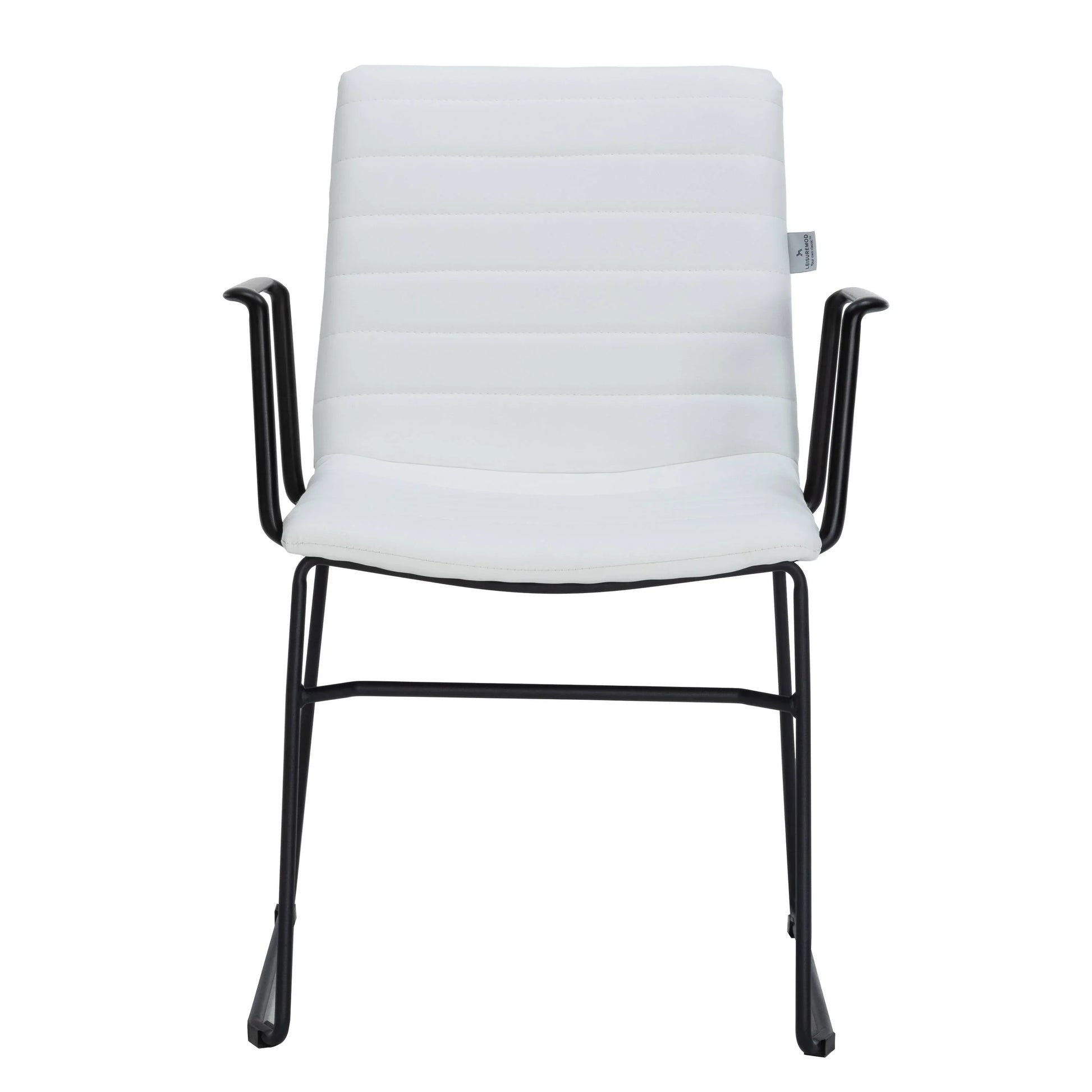 Zylar Leather/Polyester Guest Arm Chair with Powder-Coated Stainless Steel Base - Elax Furniture