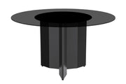 Zevro Round Dining Table with Sintered Stone/Glass Tabletop in Black Stainless Steel - Elax Furniture