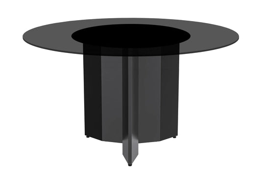 Zevro Round Dining Table with Sintered Stone/Glass Tabletop in Black Stainless Steel - Elax Furniture