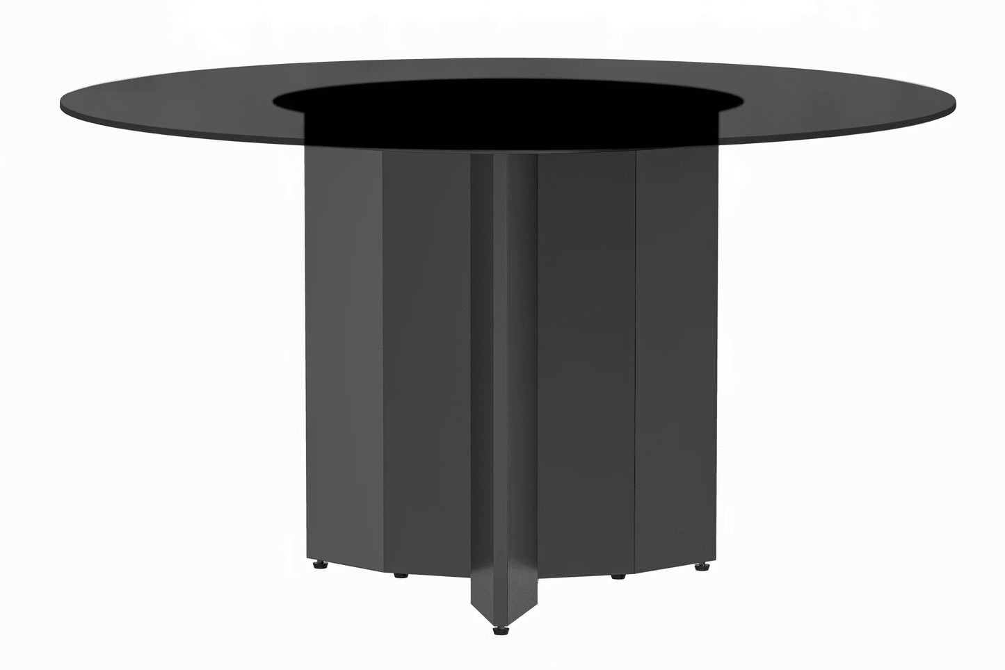 Zevro Round Dining Table with Sintered Stone/Glass Tabletop in Black Stainless Steel - Elax Furniture