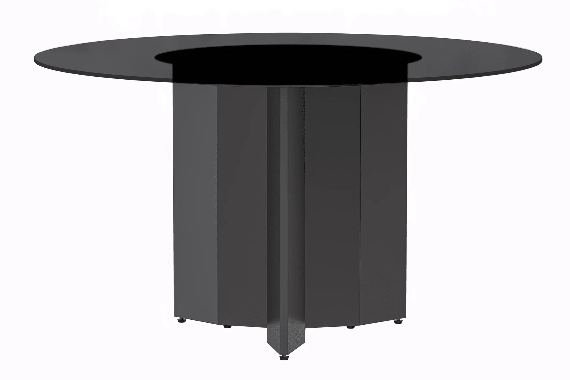 Zevro Round Dining Table with Sintered Stone/Glass Tabletop in Black Stainless Steel - Elax Furniture