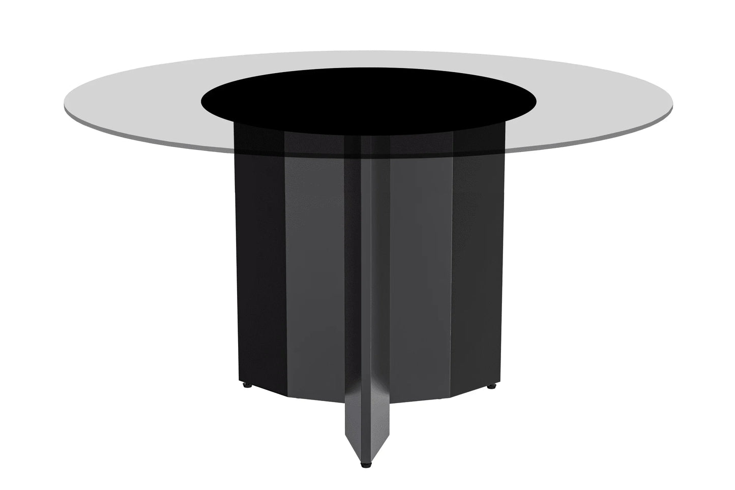 Zevro Round Dining Table with Sintered Stone/Glass Tabletop in Black Stainless Steel - Elax Furniture