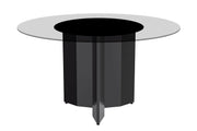 Zevro Round Dining Table with Sintered Stone/Glass Tabletop in Black Stainless Steel - Elax Furniture
