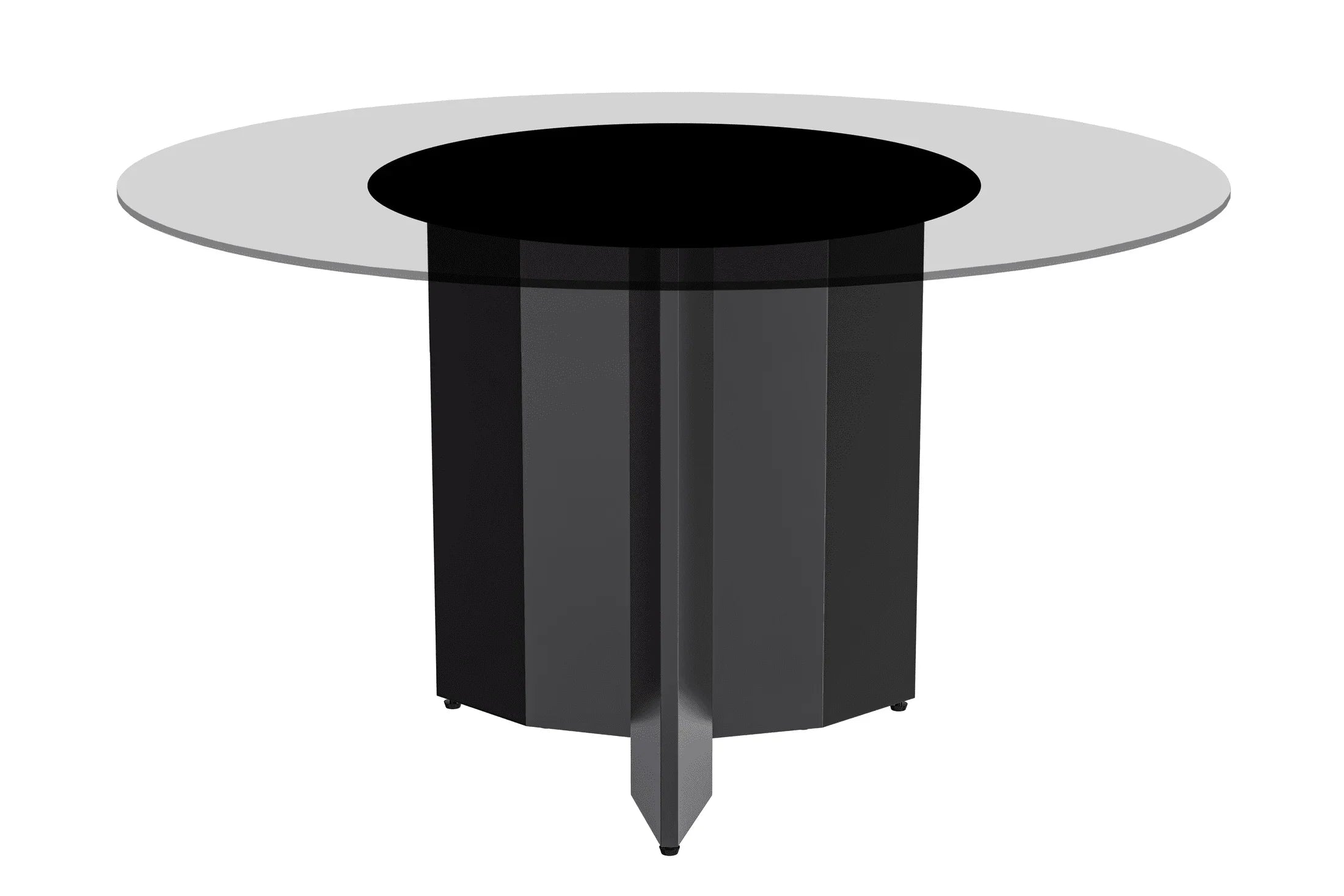 Zevro Round Dining Table with Sintered Stone/Glass Tabletop in Black Stainless Steel - Elax Furniture