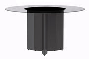 Zevro Round Dining Table with Sintered Stone/Glass Tabletop in Black Stainless Steel - Elax Furniture