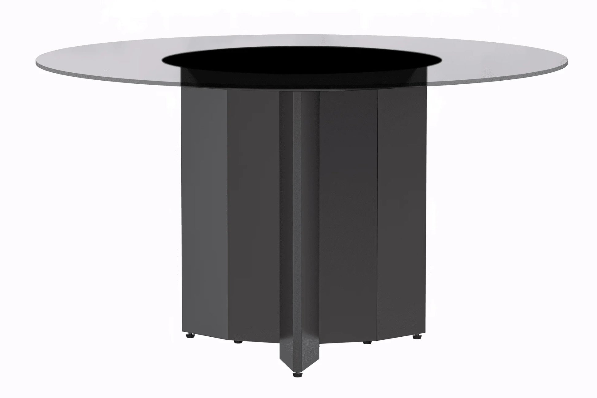 Zevro Round Dining Table with Sintered Stone/Glass Tabletop in Black Stainless Steel - Elax Furniture