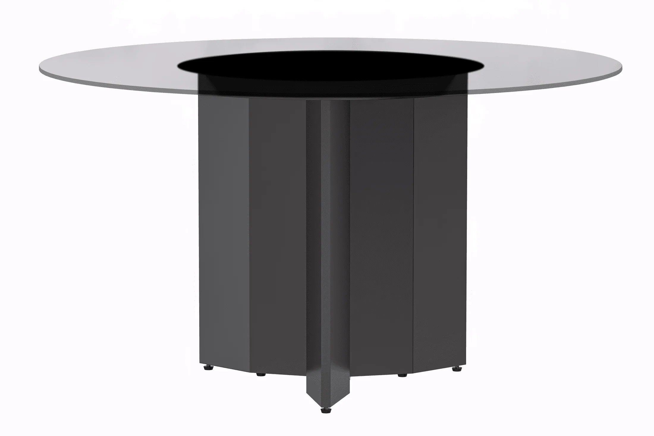 Zevro Round Dining Table with Sintered Stone/Glass Tabletop in Black Stainless Steel - Elax Furniture