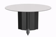 Zevro Round Dining Table with Sintered Stone/Glass Tabletop in Black Stainless Steel - Elax Furniture