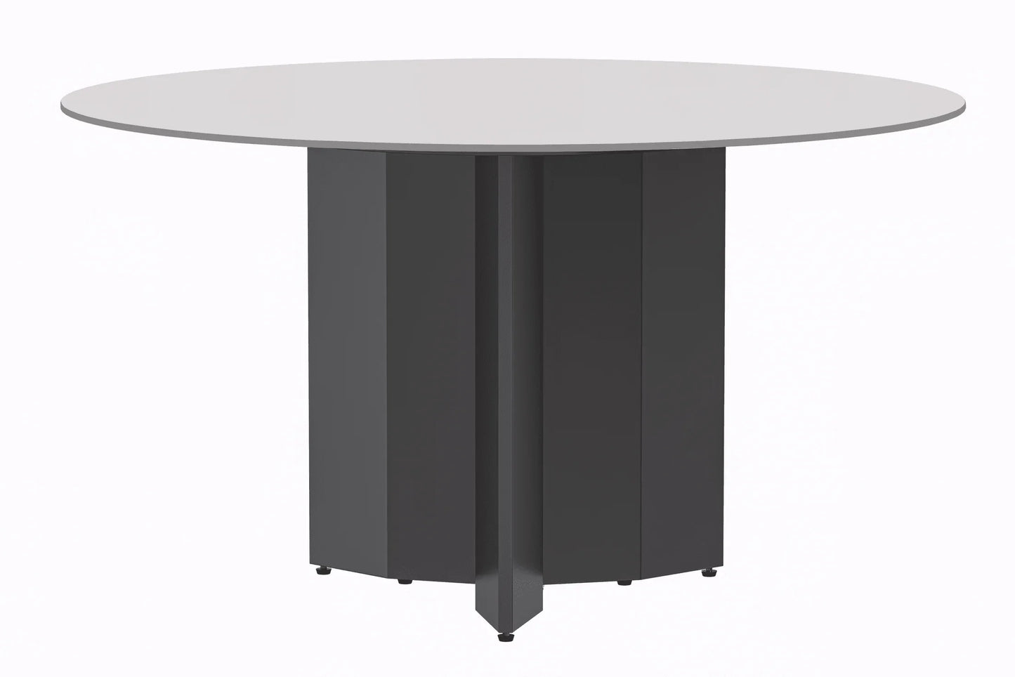 Zevro Round Dining Table with Sintered Stone/Glass Tabletop in Black Stainless Steel - Elax Furniture