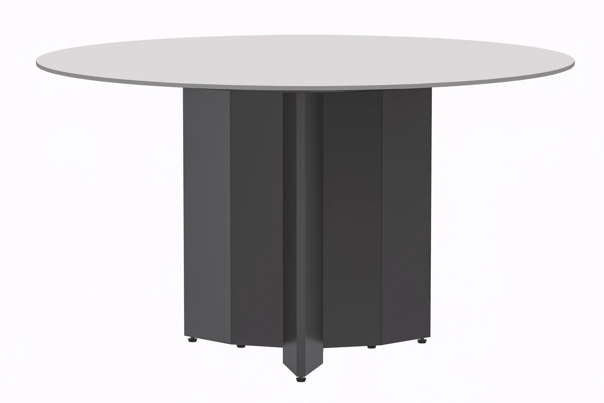 Zevro Round Dining Table with Sintered Stone/Glass Tabletop in Black Stainless Steel - Elax Furniture