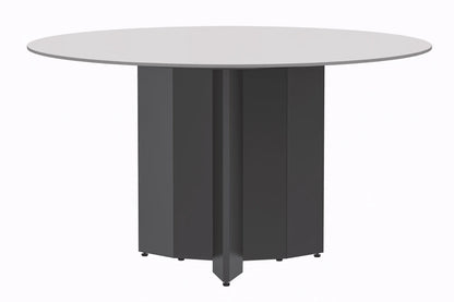 Zevro Round Dining Table with Sintered Stone/Glass Tabletop in Black Stainless Steel - Elax Furniture