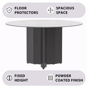 Zevro Round Dining Table with Sintered Stone/Glass Tabletop in Black Stainless Steel - Elax Furniture